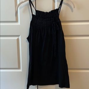 Bcbg black camisole top with gathering and ribbon